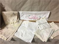 Vintage hand embroidered pillow cases & more