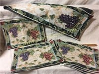 12 new grape pattern tapestry placemats& runner