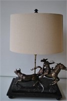 Cowboy, Horse, & Bull Bronze Lamp
