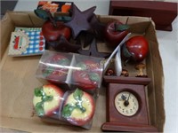 Apple country décor - wood recipe box, salt