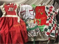Nice lot of 5 cotton holiday aprons
