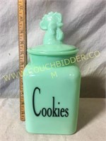 Jadite style glass cookie jar