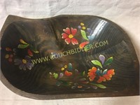 Large hand painted wooden bowl