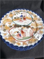 Set of six vintage handpainted Asian plates 7 1/4