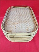 Thirteen Vintage Bamboo Serving Trays
