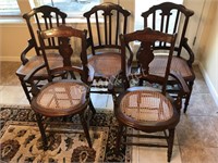 (5) Antique Cane Seat Chairs
