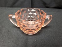 Pink Glass Sugar Bowl