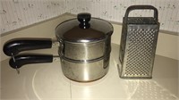 Double boiler and grater