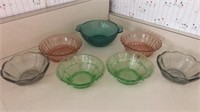 7 Colored glass berry bowls