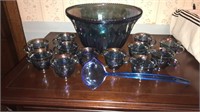 Indiana Carnival glass punch bowl set