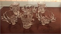 Heavy glass footed dishes and pedestal cups