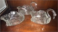 3 Cambridge Swan candy dishes