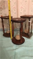 3 Wooden hourglasses