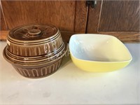 Vintage Pyrex Bowl & Mc Coy Crock with Lid