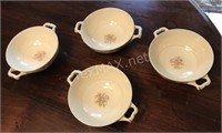 (4) RARE Footed Handle Creme Soup Bowl Cup