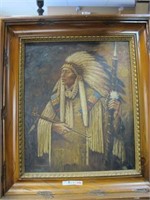 OIL ON CANVAS INDIAN CHEIF SIGNED MEDINA