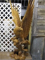 LARGE WOODEN CARVED EAGLE