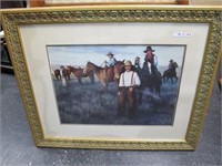 LARGE FRAMED COWBOY PICTURE