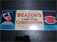 BEATONS CAPE COD CRAMBERRY PAPER ADV.