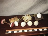 Old porcelain doorknobs and hardware