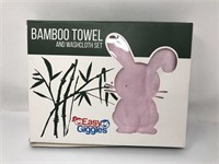 Brand New Easy Giggles Bamboo Towel And Washcloth