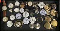 Collection Of Pocket Watch Faces, Movements,
