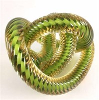 Fusion Z Green Knot Art Glass Rope Sculpture