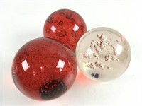 (3) Controlled Bubble Art Glass Spheres