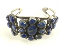 Lapis And Sterling Flower Cuff
