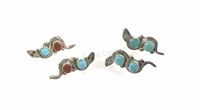 (4) R. Nieto Sterling Turquoise & Coral Earrings