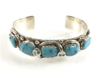 Effie C. Zuni Snake Turquoise Sterling Silver Cuff