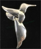 Signed Sterling Hummingbird Brooch