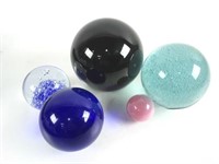 (5) Assorted Art Glass Spheres And Paper Weights