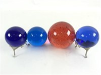 (4) Assorted Art Glass Spheres And Paper Weights