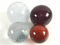 (4) Assorted Art Glass Spheres And Paper Weights