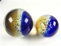 (2) Murano Bubble Art Glass Balls