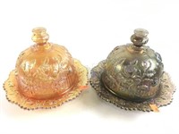 (2) Imperial Reissue Carnival Glass Covered Dishes