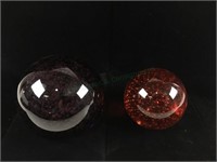 (2) Murano Controlled Bubble Art Glass Balls