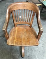 Vintage Wooden Office Chair with Coasters