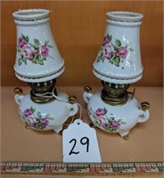 Set of 2 Ceramic Table Top Oil Lamps w/ Ceramic