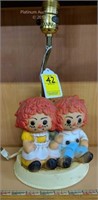 Vintage Raggedy Ann & Andy Table Top Lamp without