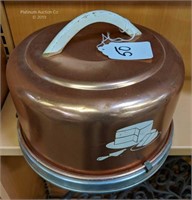 Vintage Copper Colored Cake Carrier with Lid