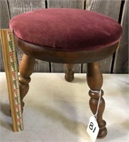 Vintage Wooden Foot Stoll with Velvet Cover
