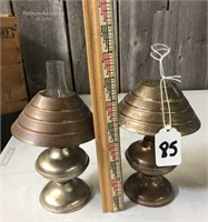 2 Metal Table Top Oil Lanterns with Shades  Small