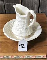Vintage Ceramic Small Wash Bowl with Pitcher