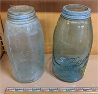 2 Vintage Mason Jars with Metal Lids
