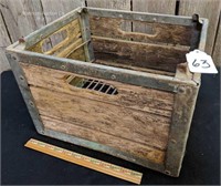 Vintage Wooden Milk Crate with Galvanized Corners