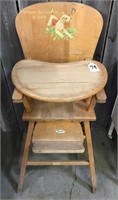 Vintage Thayer Wooden High Chair with Wooden Tray