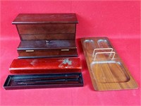 Vintage Wooden Box, Organizer and Chopsticks