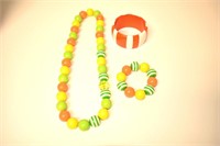 Colorful Costume Necklace and Two Bracelets